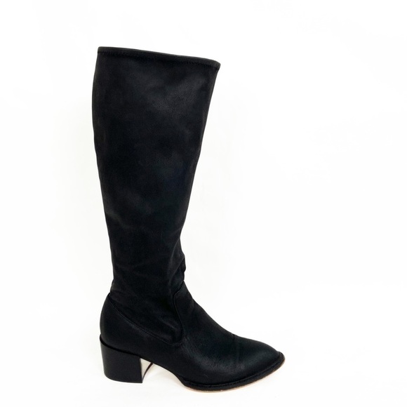 BCBGENERATION Sunshine Vegan Suede Leather Black Knee High Tall Side Zip Boots - Picture 1 of 16
